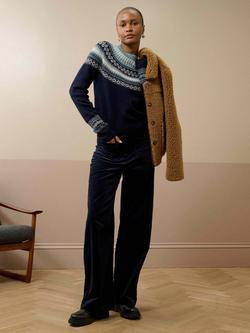 Brora Supersoft Lambswool Fair Isle Yoke Jumper - view 2, Navy