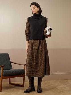 Brora Supersoft Lambswool Sleeveless Polo Neck Jumper - view 2, Treacle