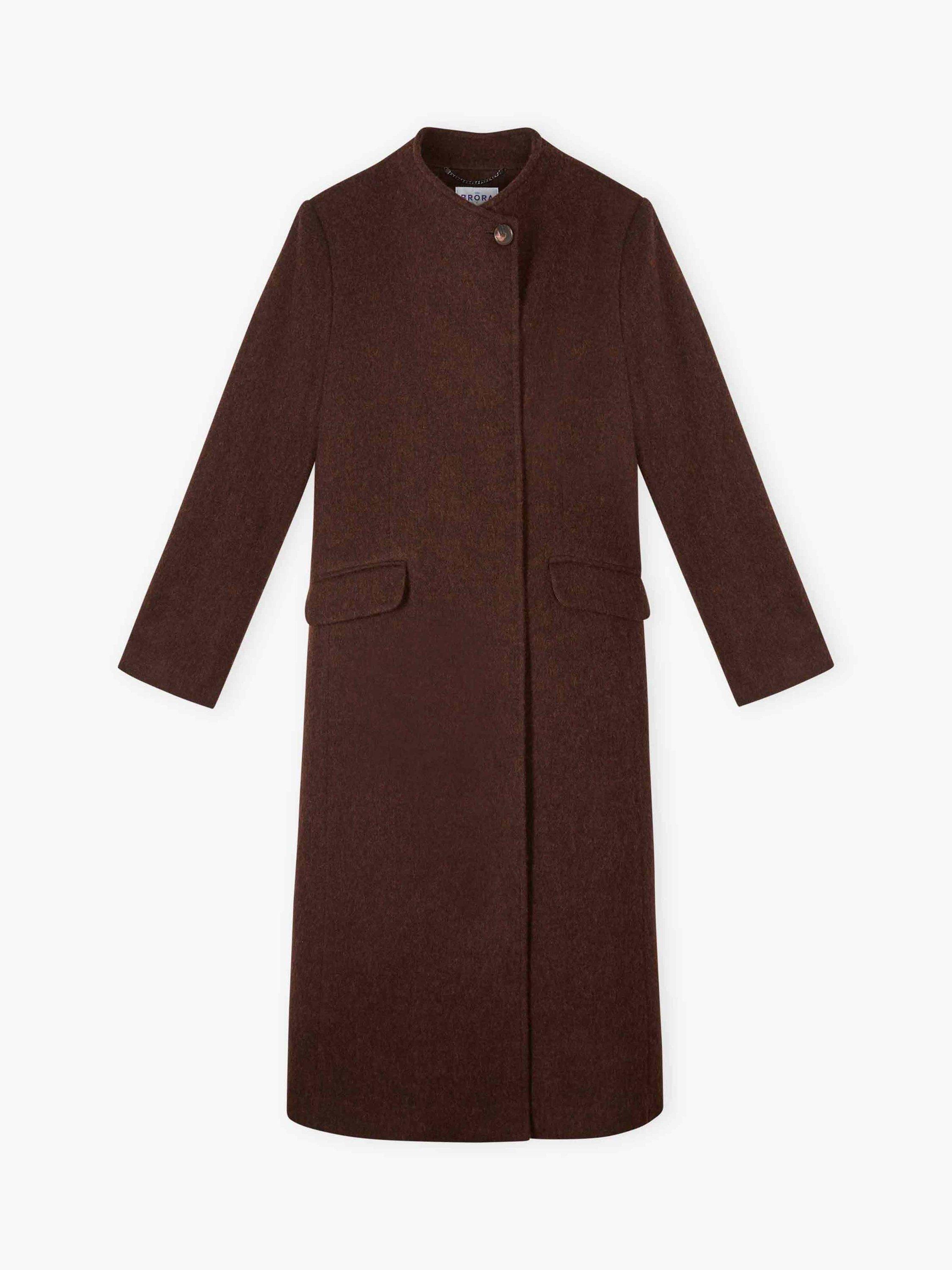 Product image 4 of 4, which shows Brora Longline Pure Merino Wool Coat, Chocolate, 6