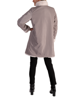 chesca Reverseible Faux Fur Coat - view 2, Ecru