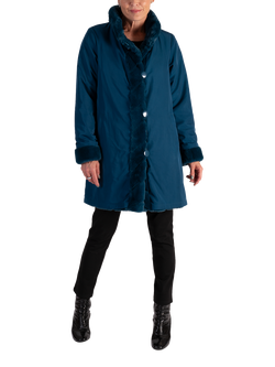 chesca Reverseible Faux Fur Coat, Teal