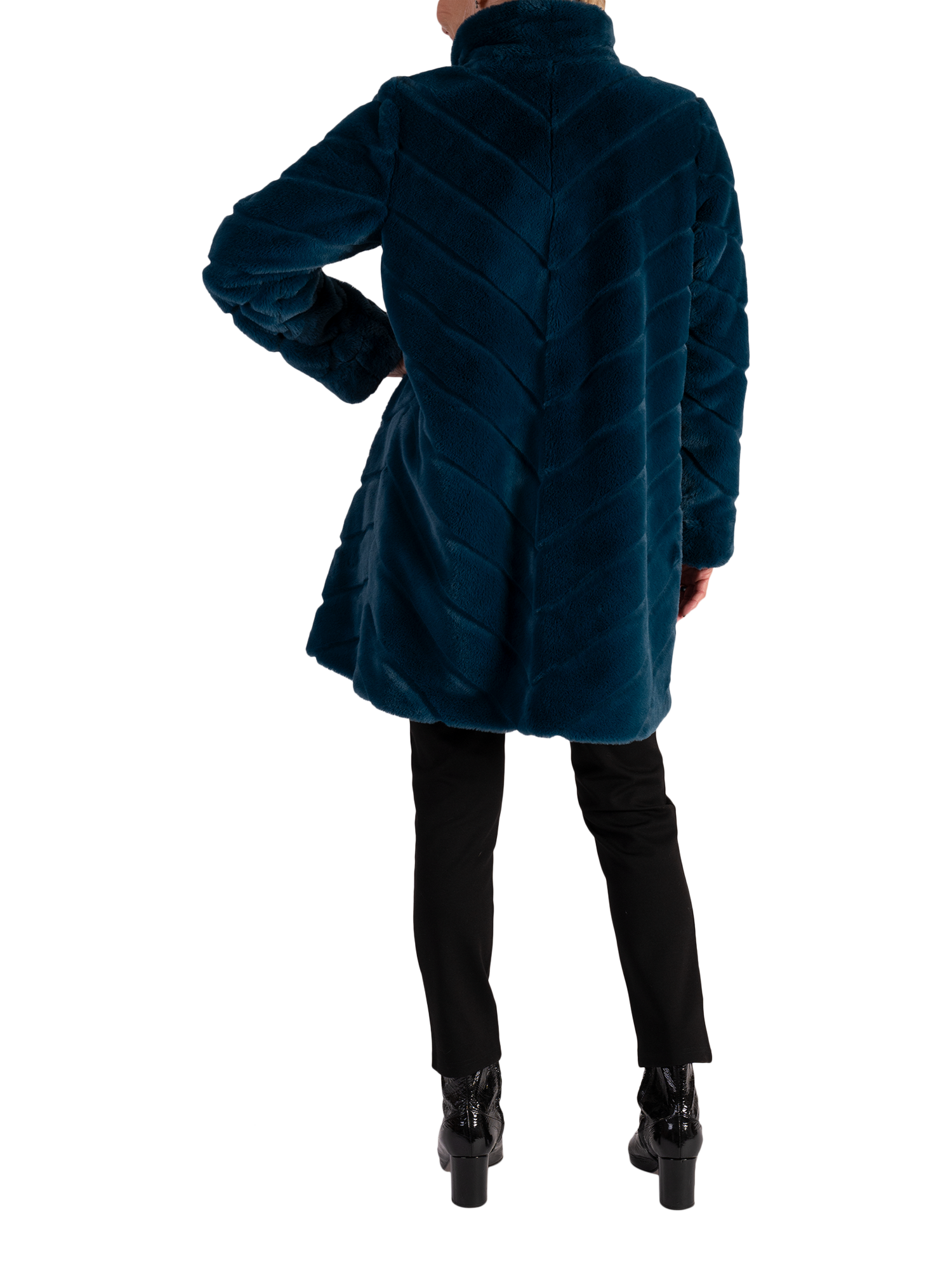 Product image 6 of 9, which shows chesca Reverseible Faux Fur Coat, Teal, 10-12