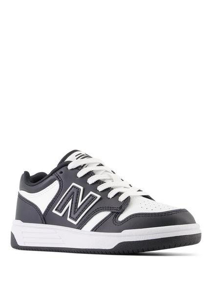 New Balance Kids' 480 Lace Up Trainers, Black/White - view 2, Black/White