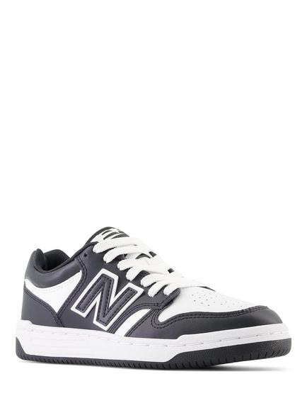 New Balance Kids' 480 Lace Trainers, Black/White - view 2, Black/White