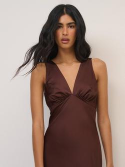 Nobody's Child Bridesmaids Joey Midaxi Dress containing LENZING™ ECOVERO™ Viscose, Brown - view 2, Brown