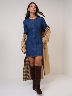 Nobody's Child Denim Shift Mini Dress, Blue - view 2, Blue