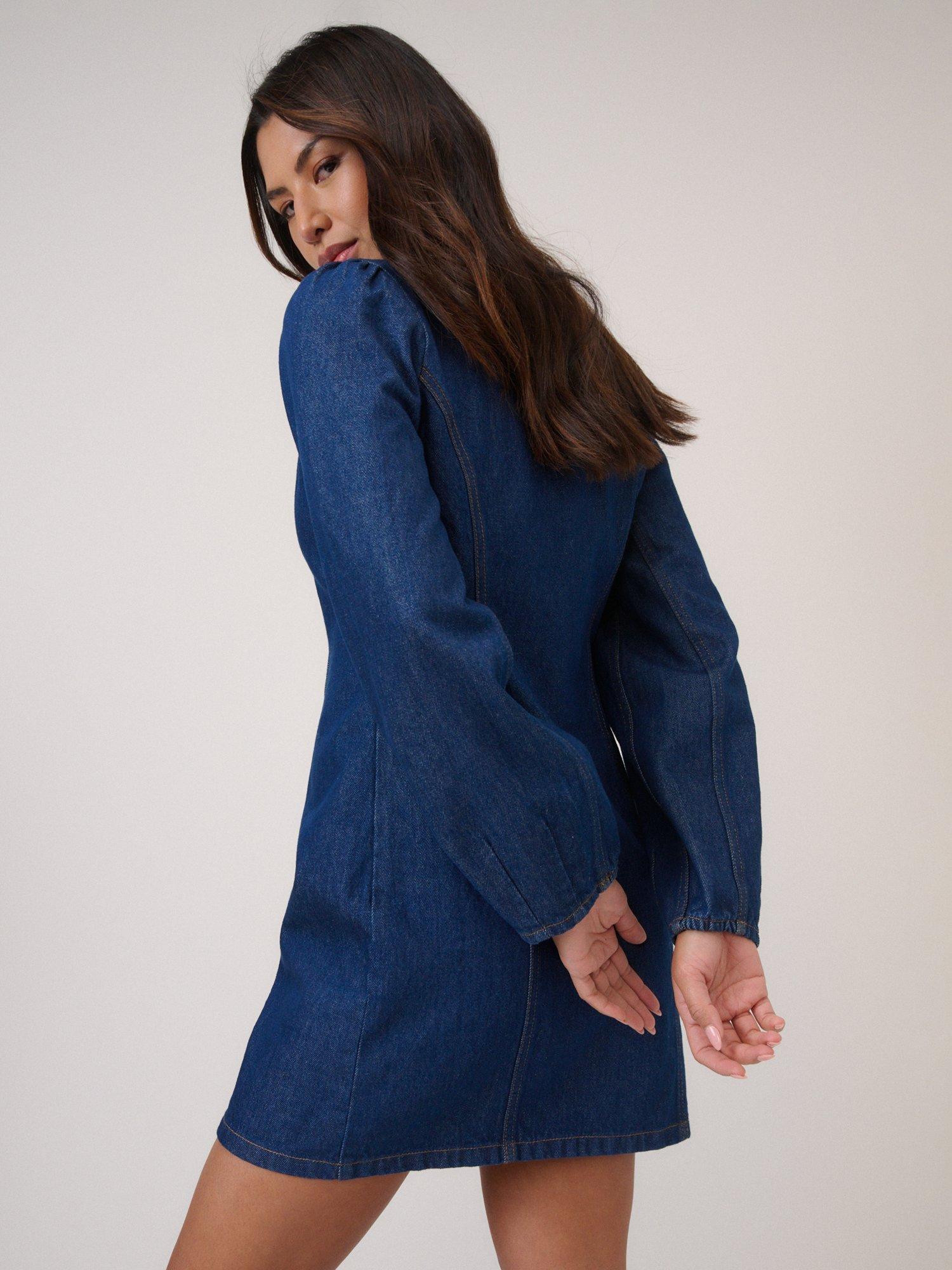 Product image 5 of 5, which shows Nobody's Child Denim Shift Mini Dress, Blue, 6