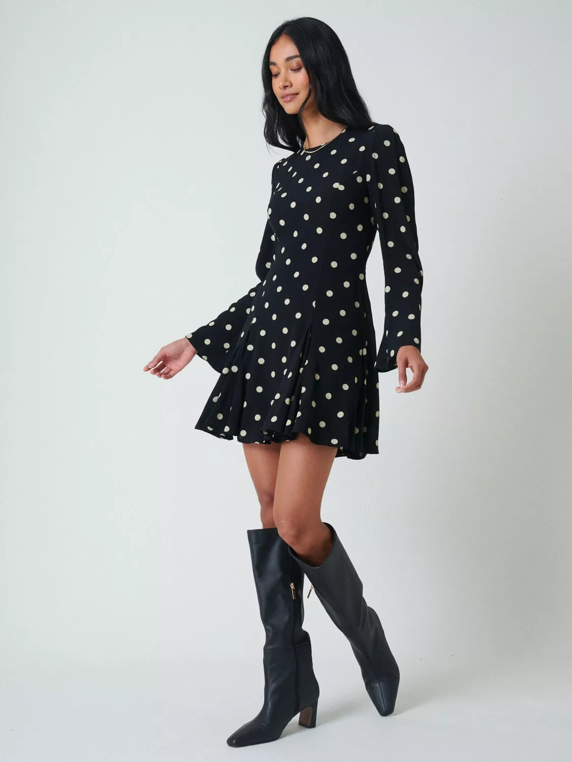 skater dress long sleeve uk Long Sleeve Corset Detail Skater Dress In Chocolate Brown | EGO UK