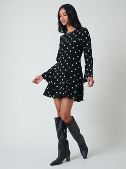 Nobody's Child Paris Flare Sleeve Polka Dot Mini Dress, Black/White, Black/White