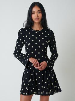 Nobody's Child Paris Flare Sleeve Polka Dot Mini Dress, Black/White - view 2, Black/White