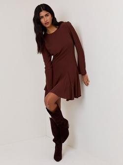 Nobody's Child Paris Flare Sleeve Mini Dress, Brown, Brown