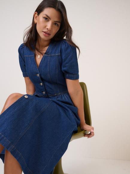 Nobody's Child Sienna Denim Midi Dress, Blue - view 2, Blue