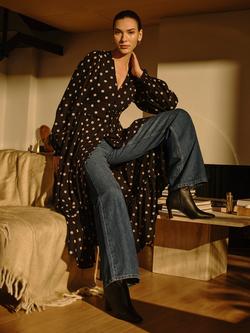 Nobody's Child Sofia Polka Dot Midi Dress containing LENZING™ ECOVERO™ Viscose, Black/Pink, Black/Pink