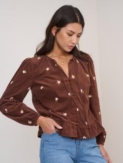 Nobody's Child Blanchett Floral Corduroy Blouse, Brown, Brown