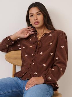 Nobody's Child Blanchett Floral Corduroy Blouse, Brown - view 2, Brown