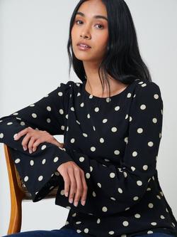 Nobody's Child Eva Polka Dot Top containing LENZING™ ECOVERO™ Viscose, Black - view 2, Black