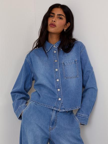 Nobody's Child Holywell Boxy Denim Shirt, Blue, Blue