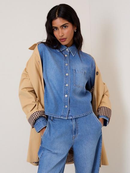 Nobody's Child Holywell Boxy Denim Shirt, Blue - view 2, Blue