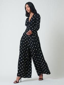 Nobody's Child Valencia Polka Dot Wide Leg Jumpsuit containing LENZING™ ECOVERO™ Viscose, Black/White - view 2, Black/White