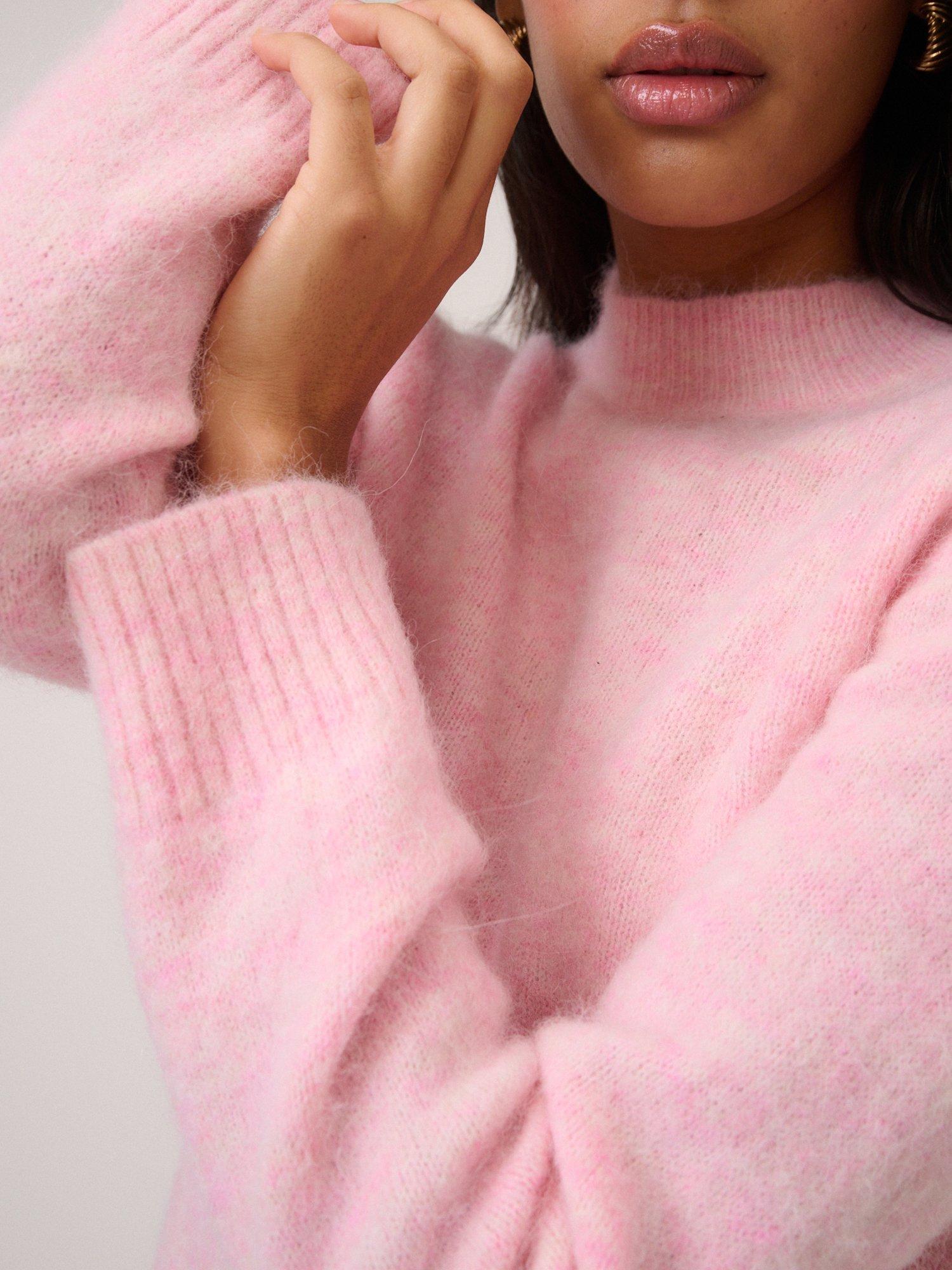 Product image 3 of 5, which shows Nobody's Child Mock Neck Jumper with Alpaca & Wool, Pink, XS