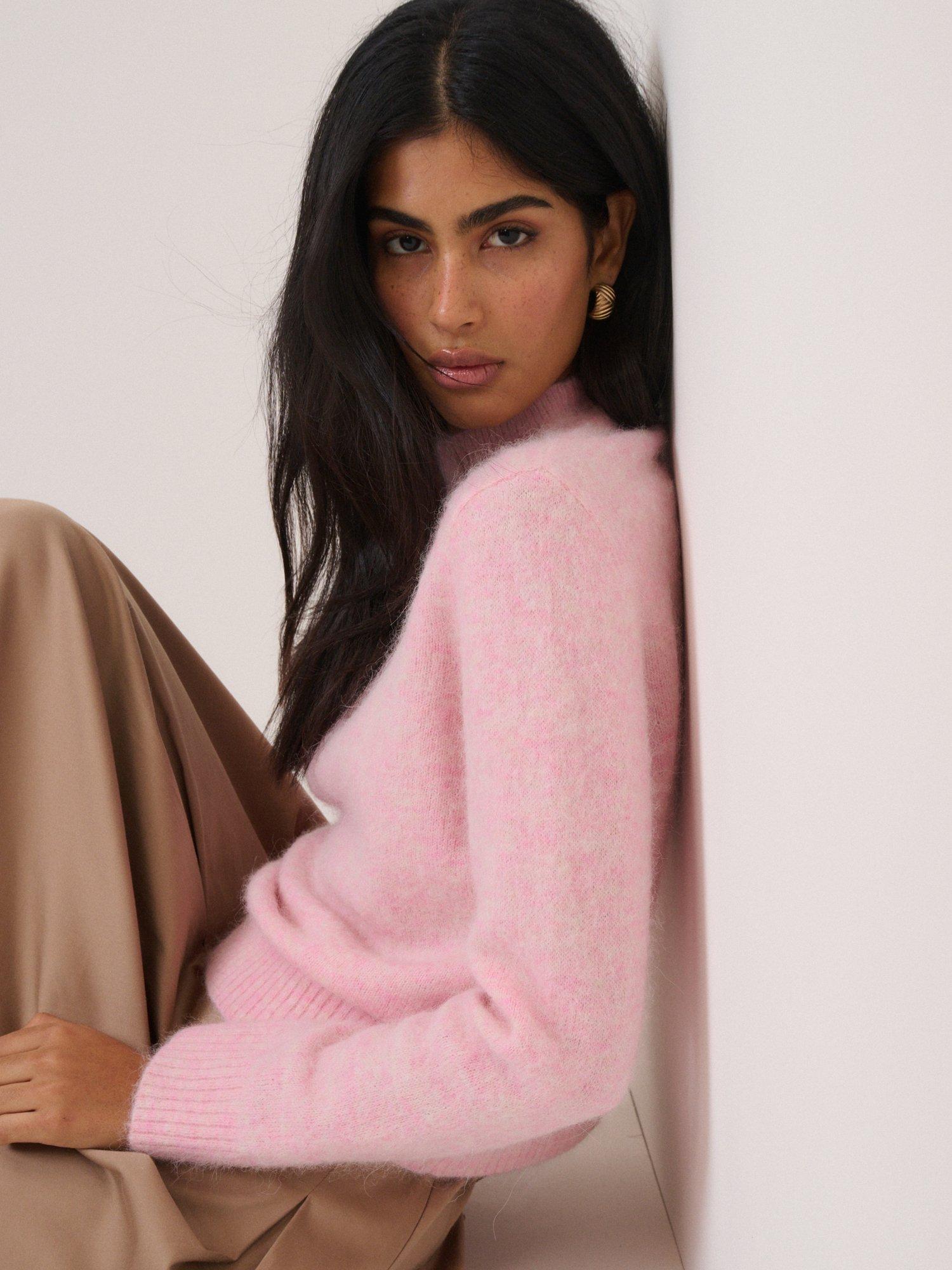 Product image 4 of 5, which shows Nobody's Child Mock Neck Jumper with Alpaca & Wool, Pink, XS