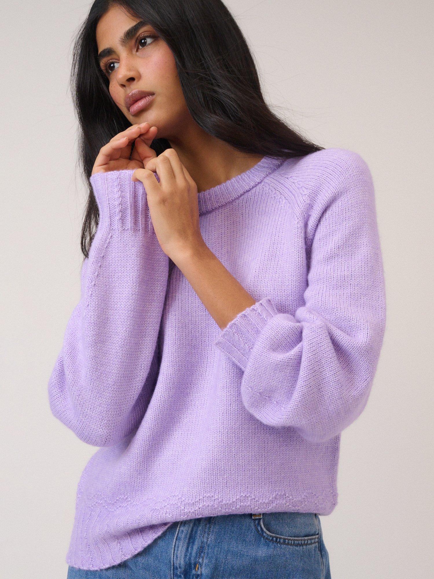 Product image 1 of 5, which shows Nobody's Child Bow Back Relaxed Fit Jumper, Purple, XS