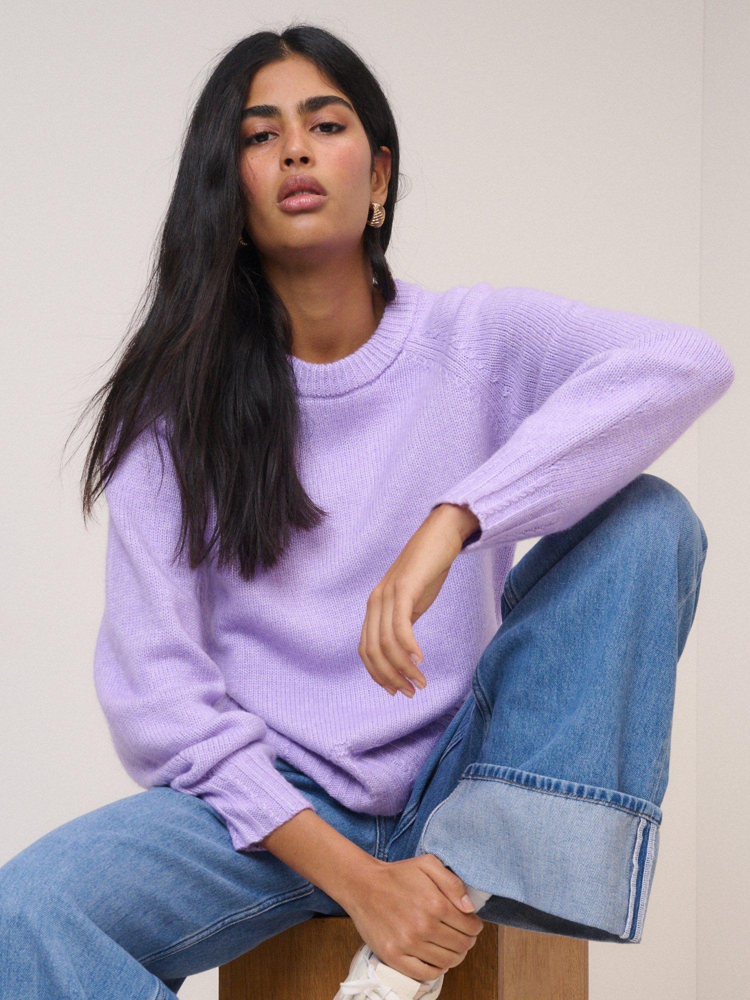 Product image 3 of 5, which shows Nobody's Child Bow Back Relaxed Fit Jumper, Purple, XS