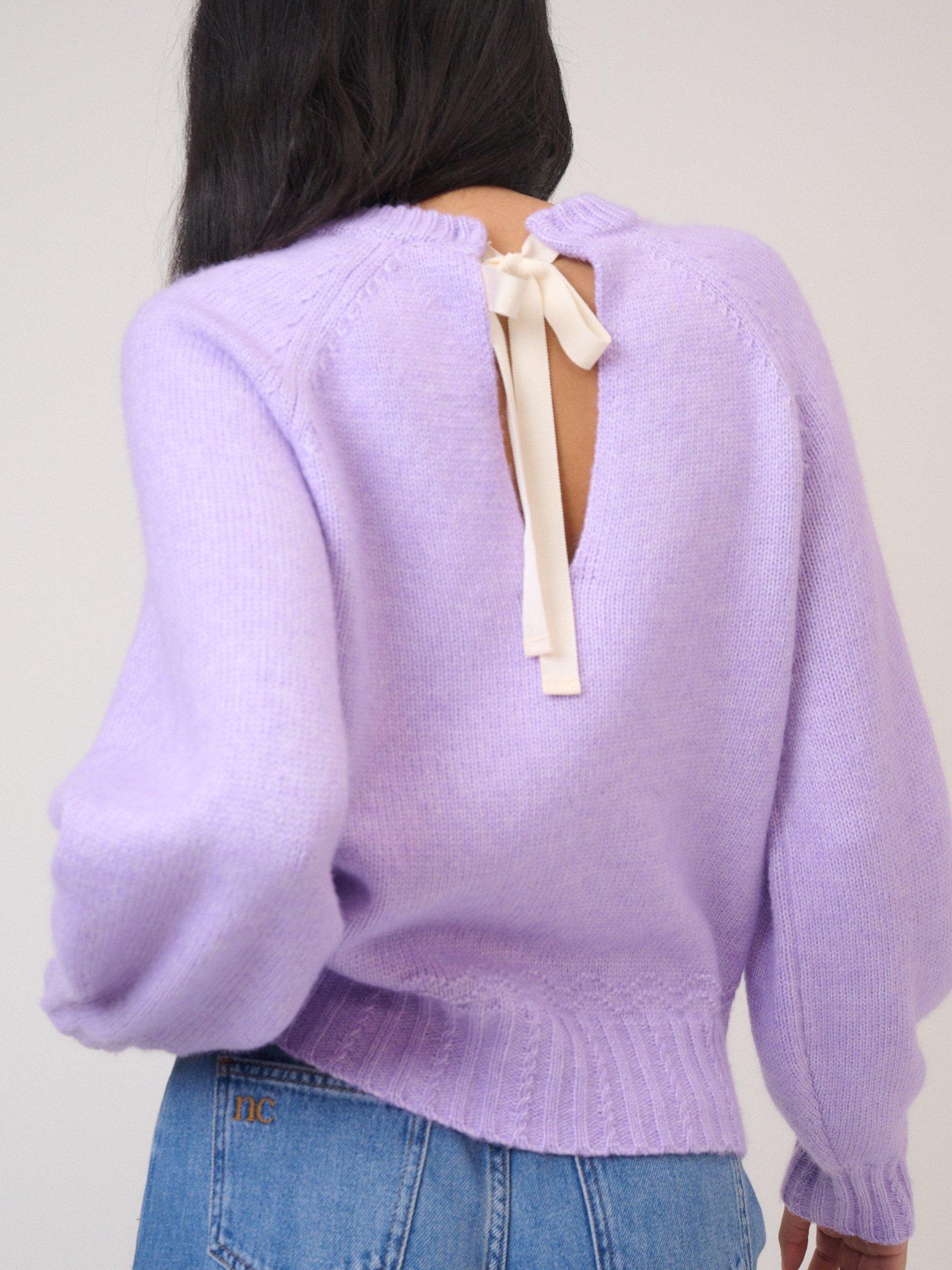 Product image 5 of 5, which shows Nobody's Child Bow Back Relaxed Fit Jumper, Purple, XS