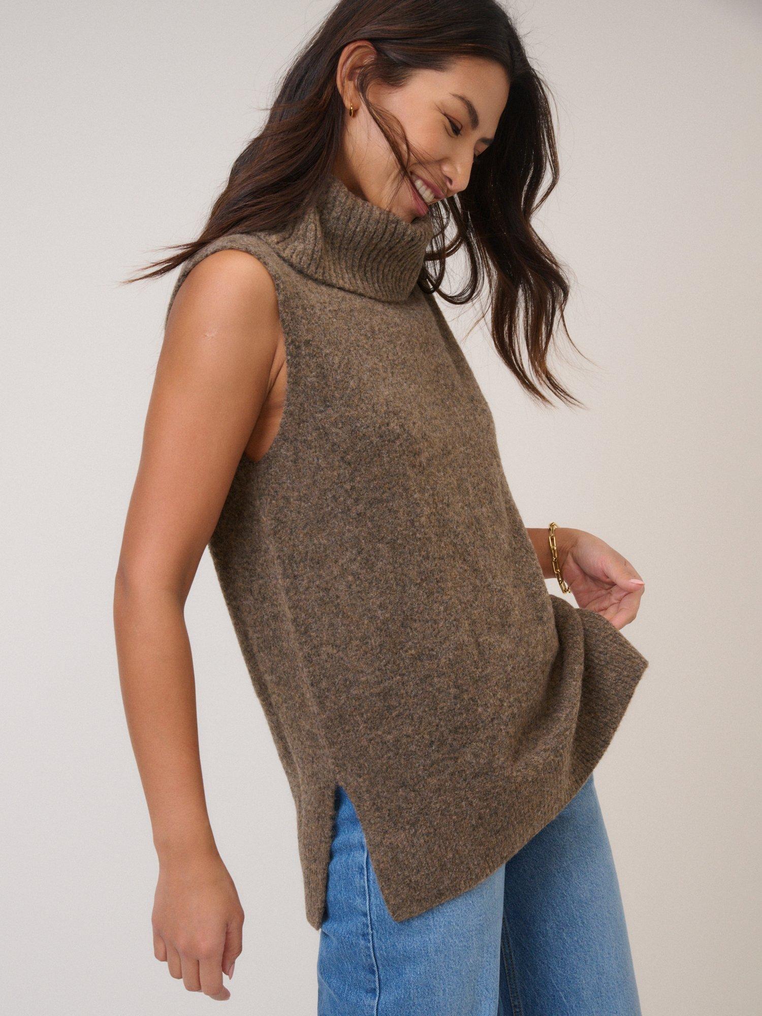 Product image 3 of 5, which shows Nobody's Child Roll Neck Knit Vest with Wool, Brown, XS