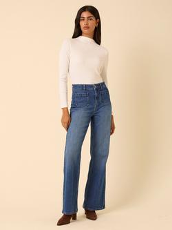 Nobody's Child Highbury Pocket Front Flared Jeans, Blue - view 2, Blue