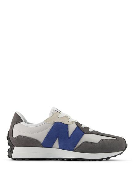 New Balance Kids' 327 Lace Up Trainers, Grey/Blue, Grey/Blue