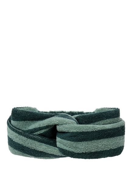 Piglet in Bed Pembroke Stripe Towelling Headband, Pine Green