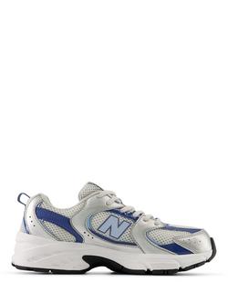 New Balance Kids' 530 Lace Up Trainers, Silver/Blue, Silver/Blue