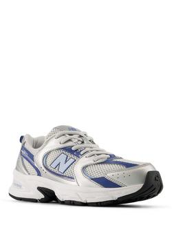 New Balance Kids' 530 Lace Up Trainers, Silver/Blue - view 2, Silver/Blue