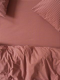 Piglet in Bed Washed Cotton Percale Gingham Single Fitted Sheet, Fig/Blush Pink