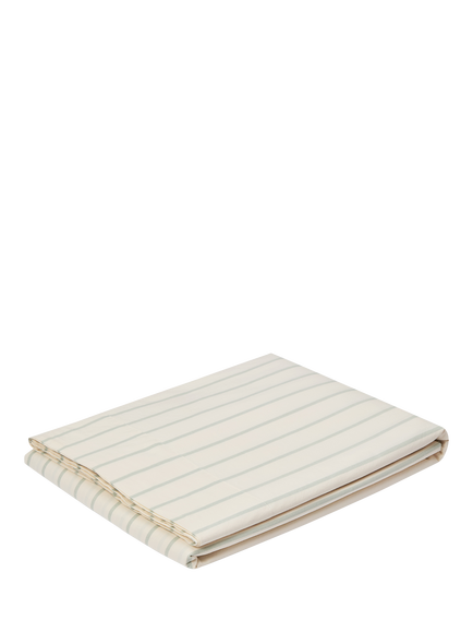 Piglet in Bed Washed Cotton Percale Slumber Stripe Flat Sheet - view 2, Mellow Green
