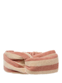 Piglet in Bed Pembroke Stripe Towelling Headband, Sand Shell