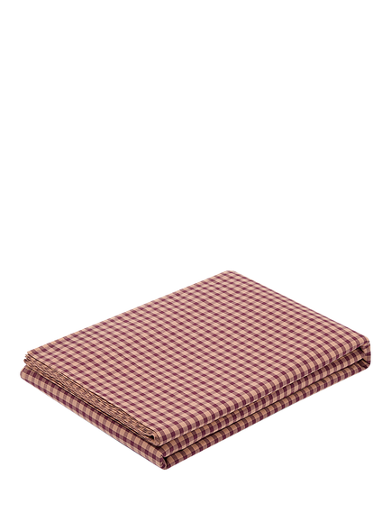 Piglet in Bed Washed Cotton Percale Gingham Flat Sheet - view 2, Fig/Blush Pink