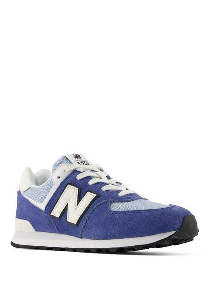 New Balance Kids' 574 Lace Up Trainers, Blue - view 2, Blue