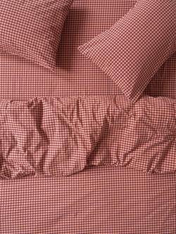 Piglet in Bed Gingham Washed Cotton Bedding, Fig/Blush Pink, Fig/Blush Pink