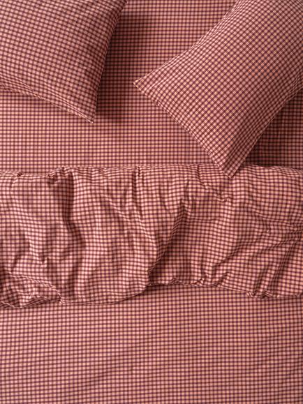 Piglet in Bed Gingham Washed Cotton Bedding, Fig/Blush Pink, Fig/Blush Pink