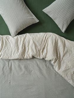 Piglet in Bed Textured Stripe Cotton Bedding, Spruce Green