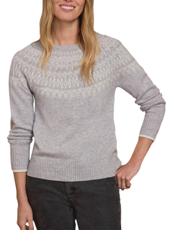Pure Collection Fair Isle Yoke Wool Rich Jumper, Grey, Grey