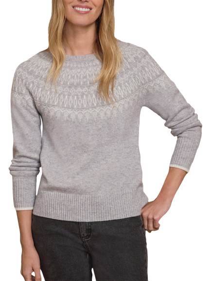Pure Collection Fair Isle Yoke Wool Rich Jumper, Grey, Grey