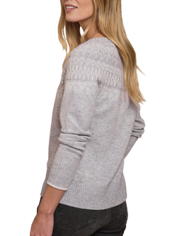 Pure Collection Fair Isle Yoke Wool Rich Jumper, Grey - view 2, Grey