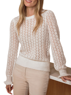 Pure Collection Lace Wool Blend Jumper, Soft White, Soft White
