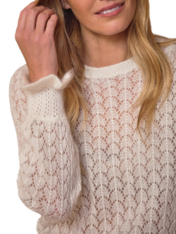 Pure Collection Lace Wool Blend Jumper, Soft White - view 2, Soft White