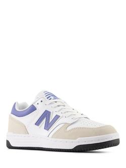 New Balance Kids' 480 Lace Trainers, White/Blue - view 2, White/Blue