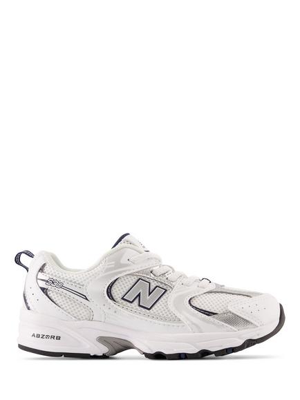 New Balance Kids' 530 Bungee Trainers, White/Indigo/Silver, White/Indigo/Silver