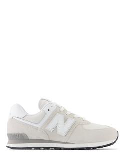 New Balance Kids' 574 Lace Trainers, Off White/Multi, Off White/Multi